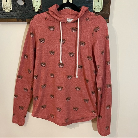 Alpha Beta Bulldog Long Sleeved Hooded Shirt Size Medium - Picture 6 of 12